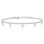 Sterling Silver Dragonfly Charms 9 inch Plus 1 inch Extender - Total 10 inch Anklet
