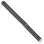 Striped Ballistic Nylon Watch Band in Black, Grey & Navy, 20mm