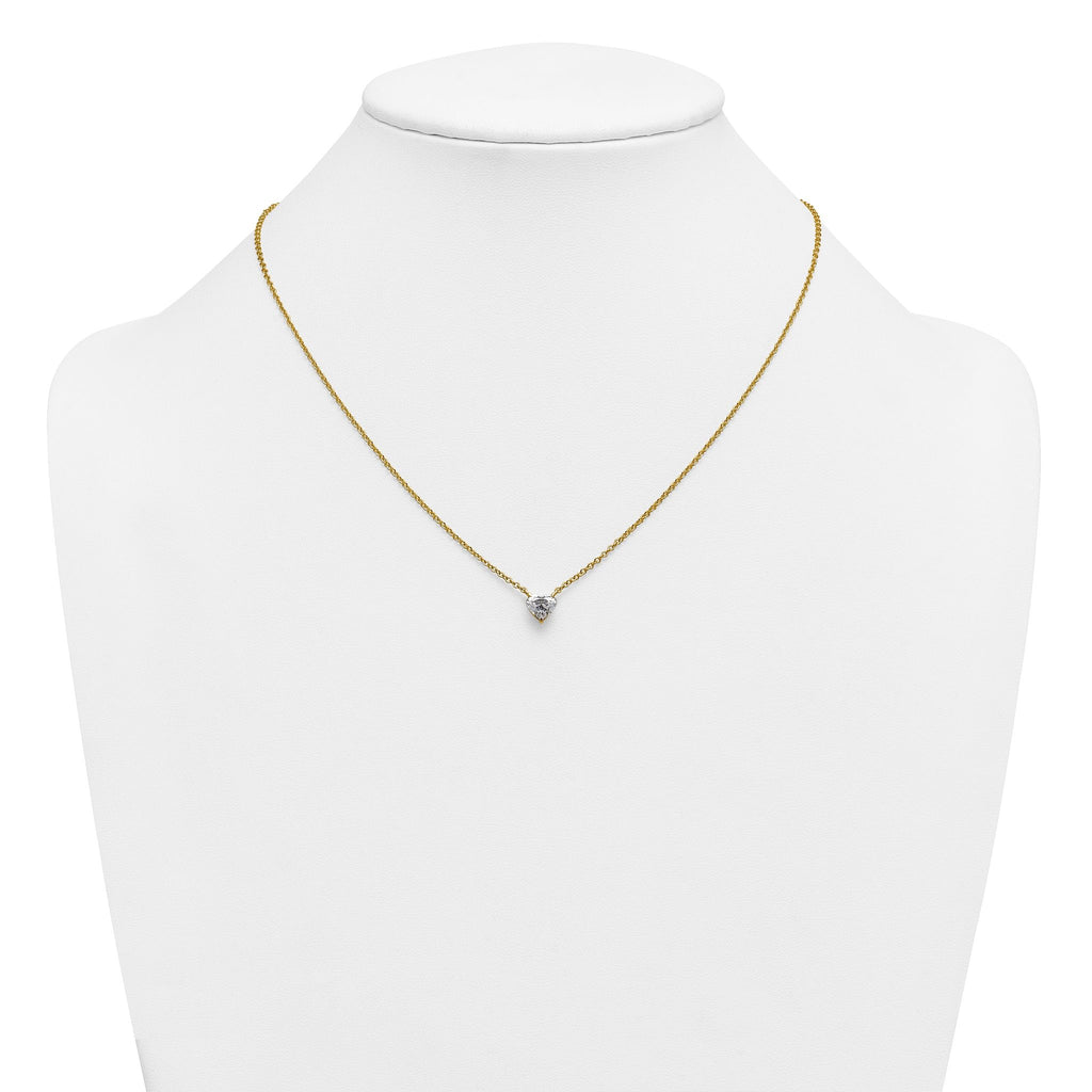 14ky Heart Certified Lab Grown VS/SI+ G+ Complete Diamond Pendant with Chai