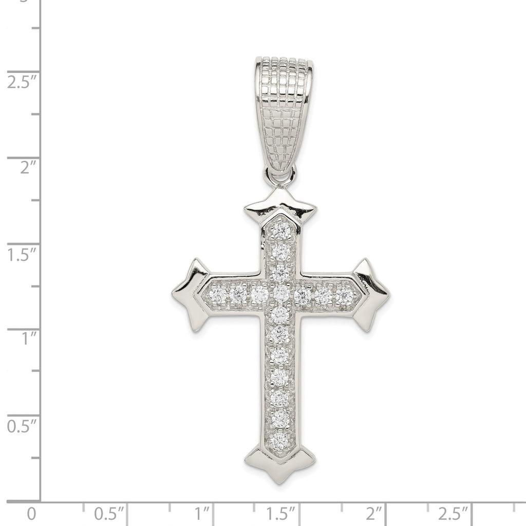 Sophia Jewelers Sterling Silver CZ Cross Pendant Polished Rhodium-Plated Elegance