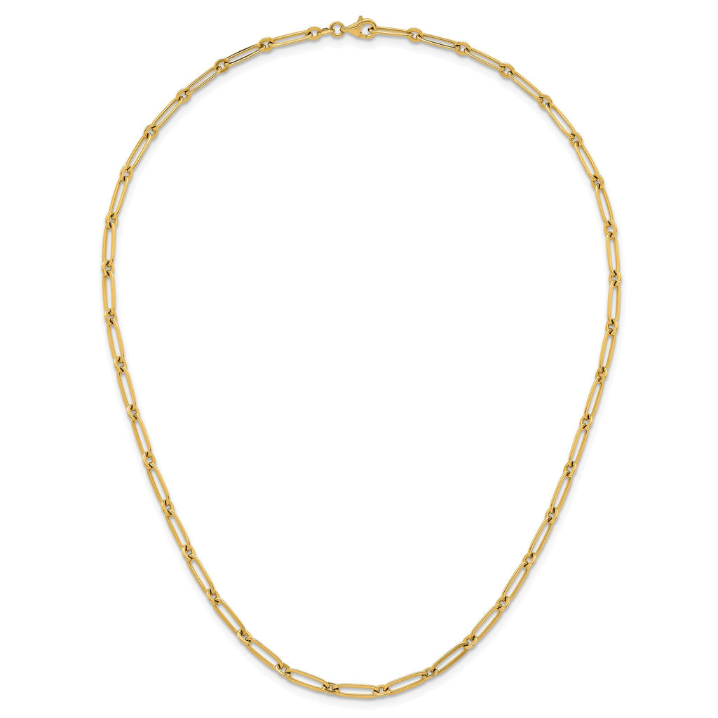 14k Polished 3.75mm Paperclip and Round Link 18 inch Necklace