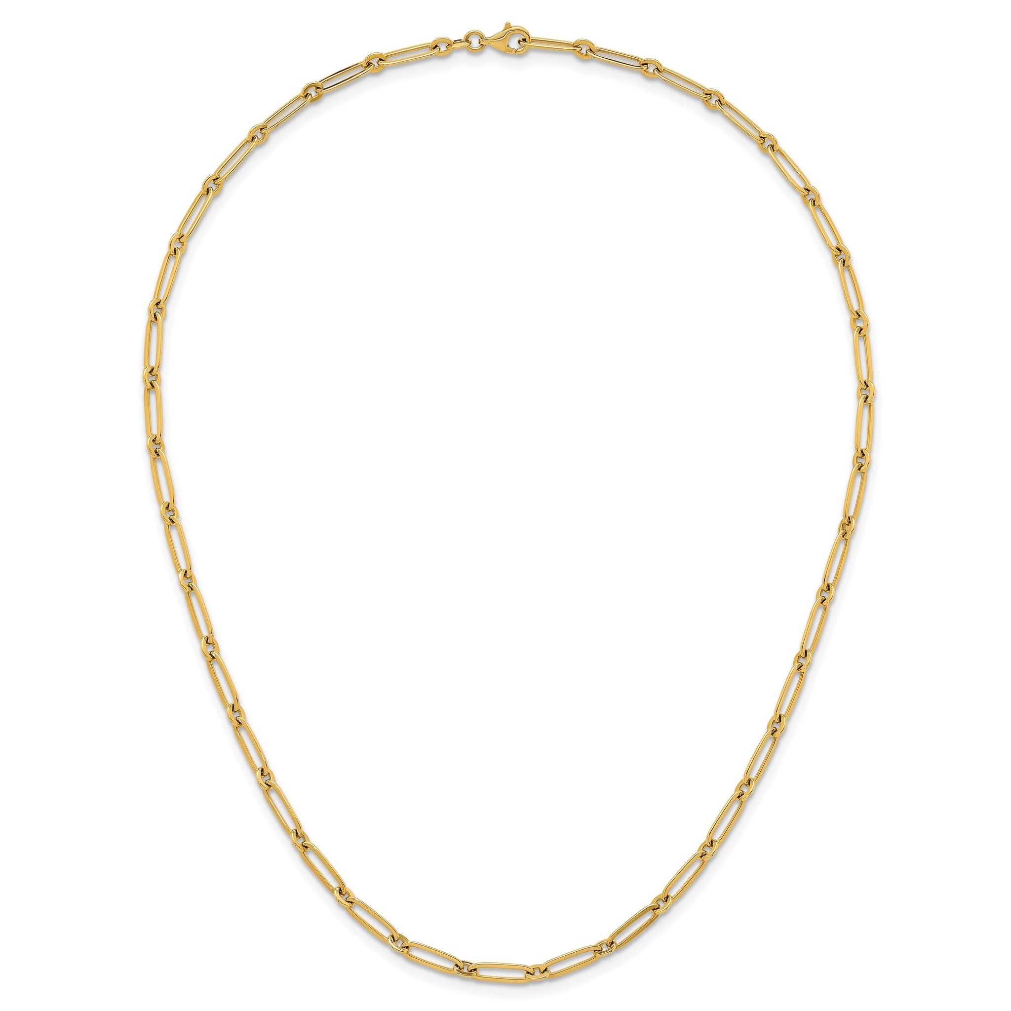 14k Polished 3.75mm Paperclip and Round Link 18 inch Necklace