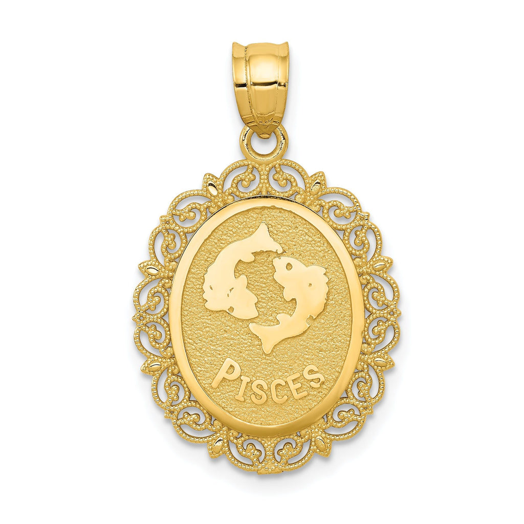 14K Gold Pisces Zodiac Pendant with Polished Satin Finish  Elegant Design by Sophia Jewelers