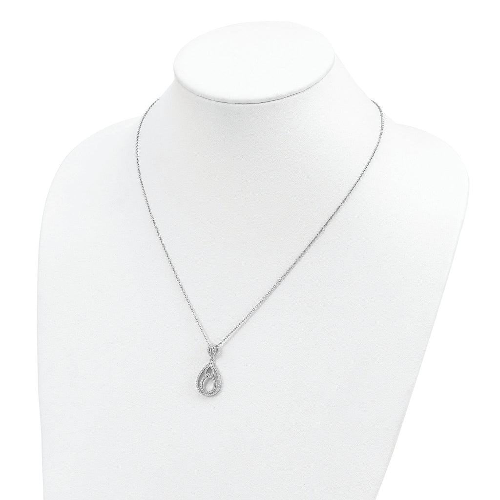 Sophia Jewelers Sterling Silver CZ Teardrop Necklace with Rhodium Polish