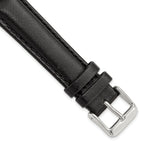 Smooth Leather Watch Band in Black with Silver-Tone Buckle, 24mm