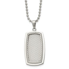 Polished & Textured Rectangle Necklace in Stainless Steel, 22"