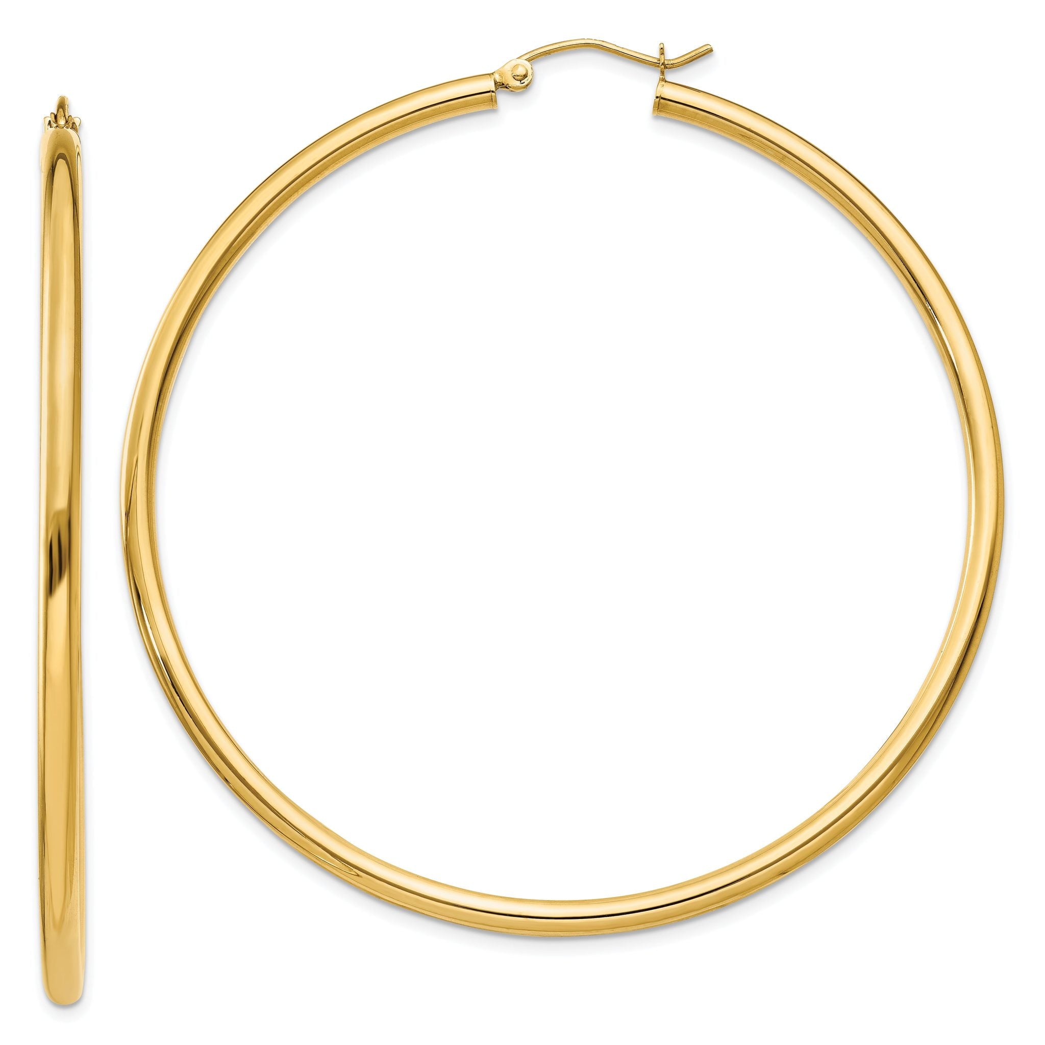 14K Polished 2.5mm Lightweight Tube Hoop Earrings Main image