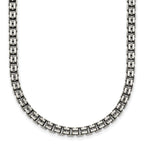 Sterling Silver Antiqued Brushed 4.00mm Fancy Box Link 19.75 inch Necklace