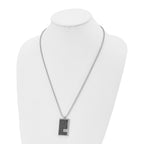 Chisel Stainless Steel Polished Stingray Texture Imitation Leather 1/10 carat Diamond Pednant on a 24 inch Ball Chain Necklace