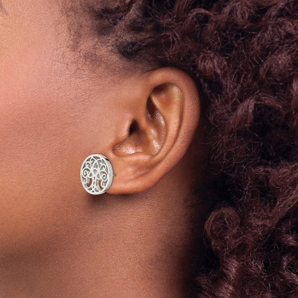 Stainless Steel Polished Button Earrings for Women