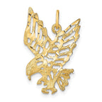 10K Yellow Gold Solid Eagle Charm with Polished Diamond-Cut Finish 25mm