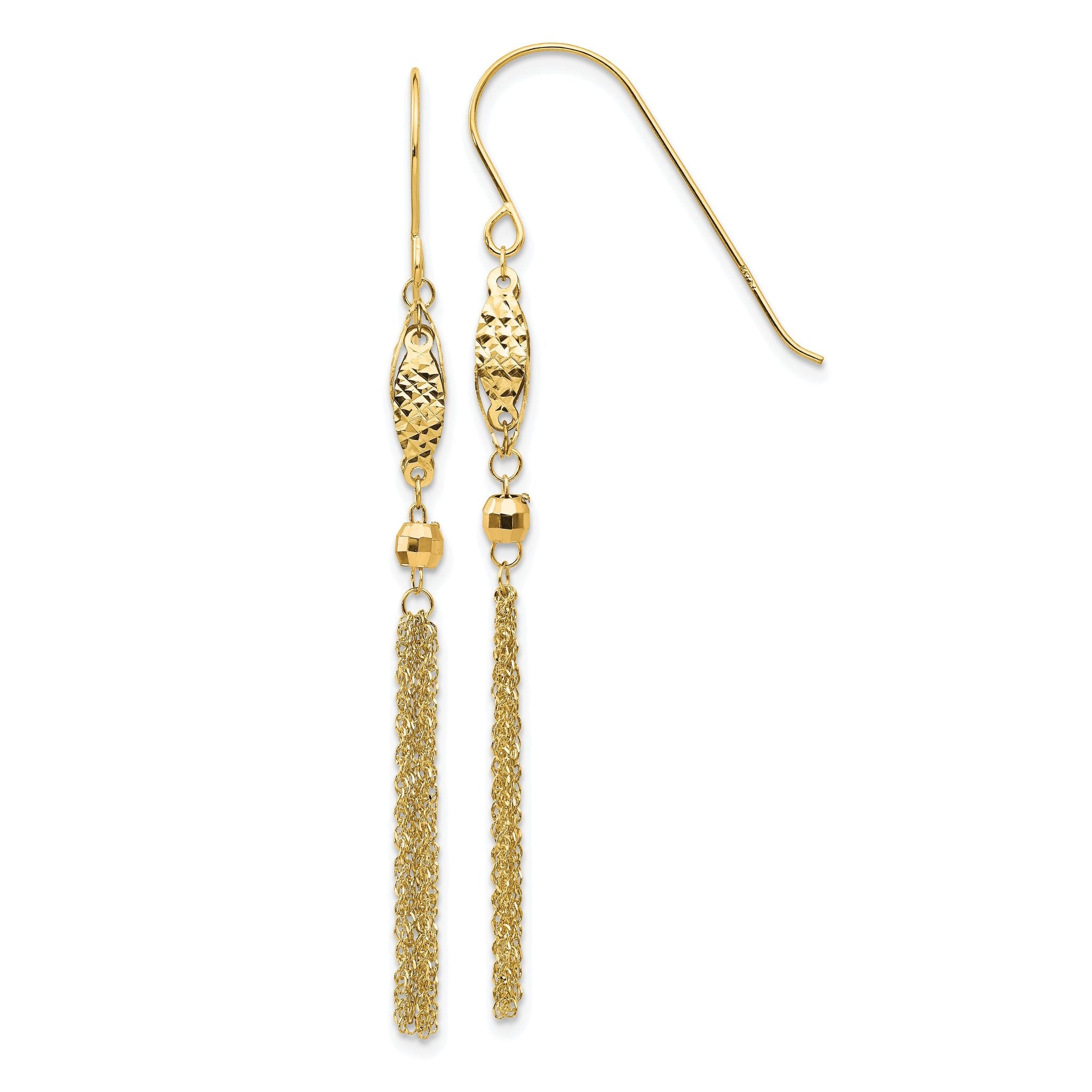 14k Bead and Chain Dangle Earrings Main image
