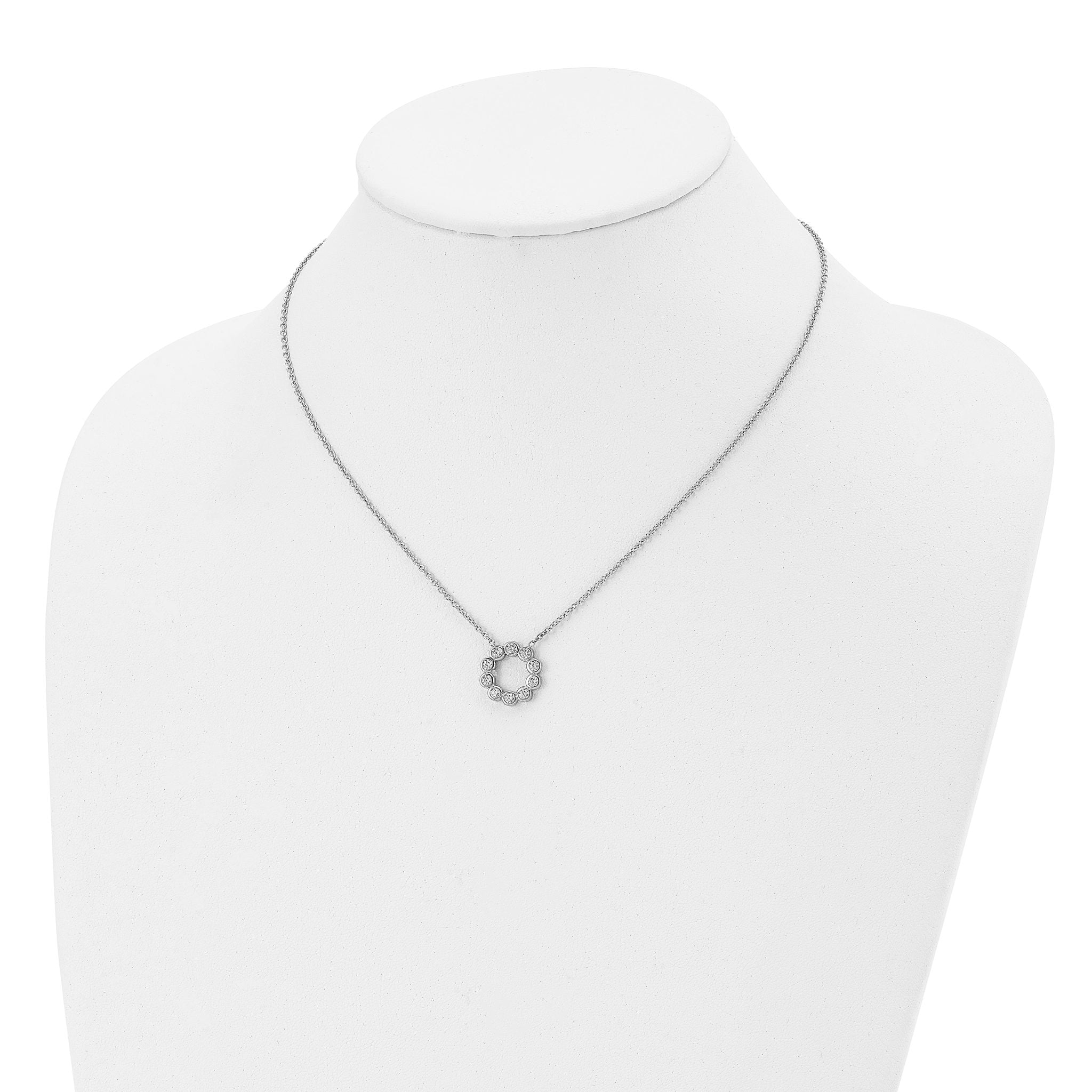 CZ Pendant Cable Chain Necklace in Stainless Steel