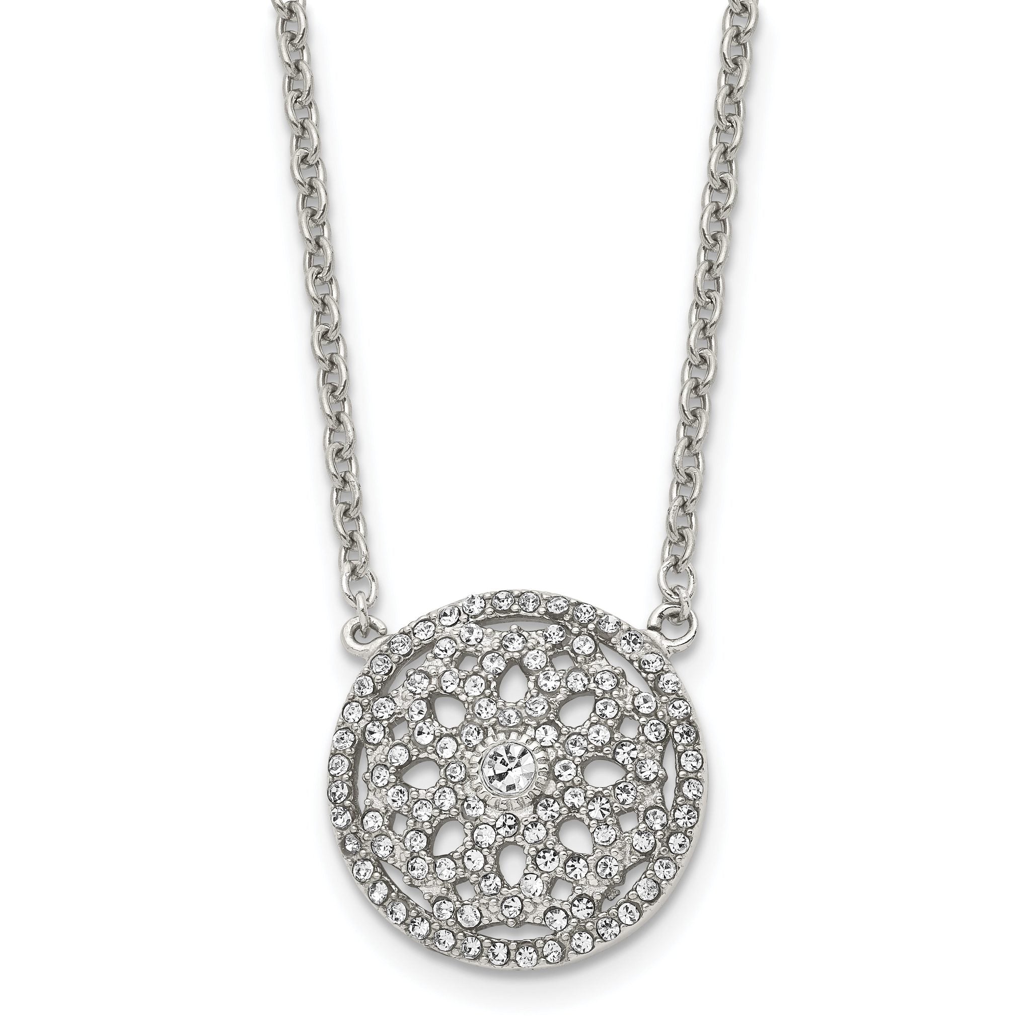 CZ Flower Necklace in Stainless Steel, 18in Main image