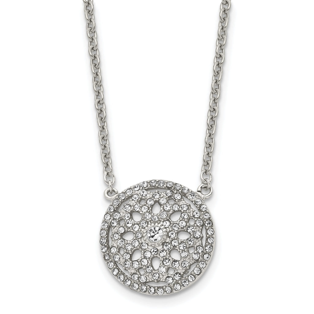 CZ Flower Necklace in Stainless Steel, 18in
