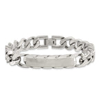 Stainless Steel Brushed and Polished Curb Chain ID Bracelet for Men