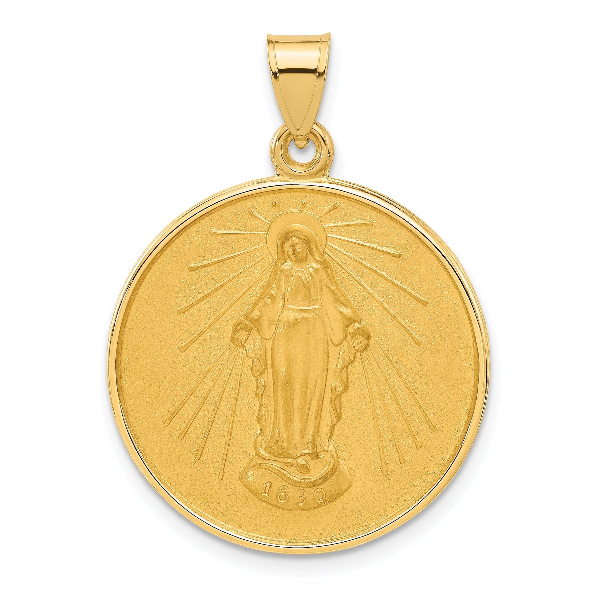 14k Polished and Satin Solid Miraculous Mary Plain Back Medal Main image