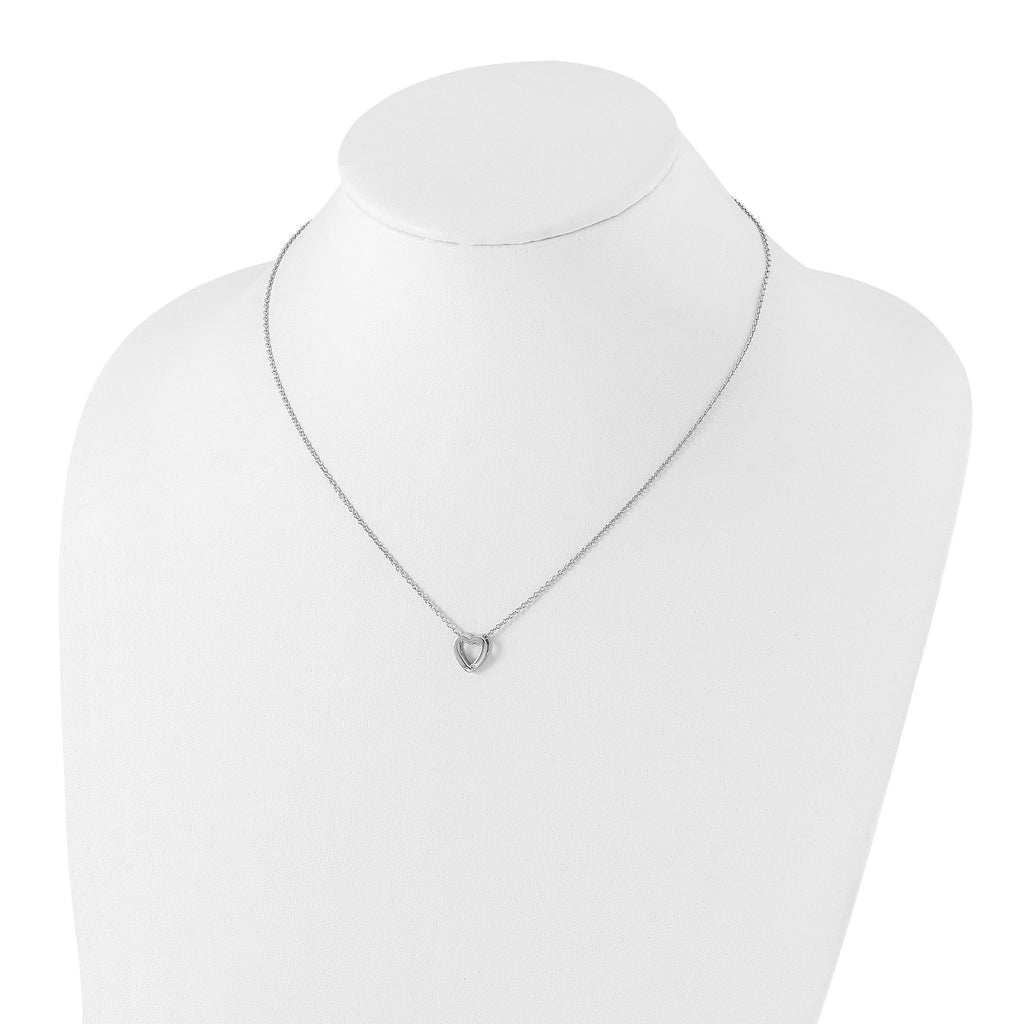 Sophia Jewelers Sterling Silver Diamond Heart Necklace with Extender