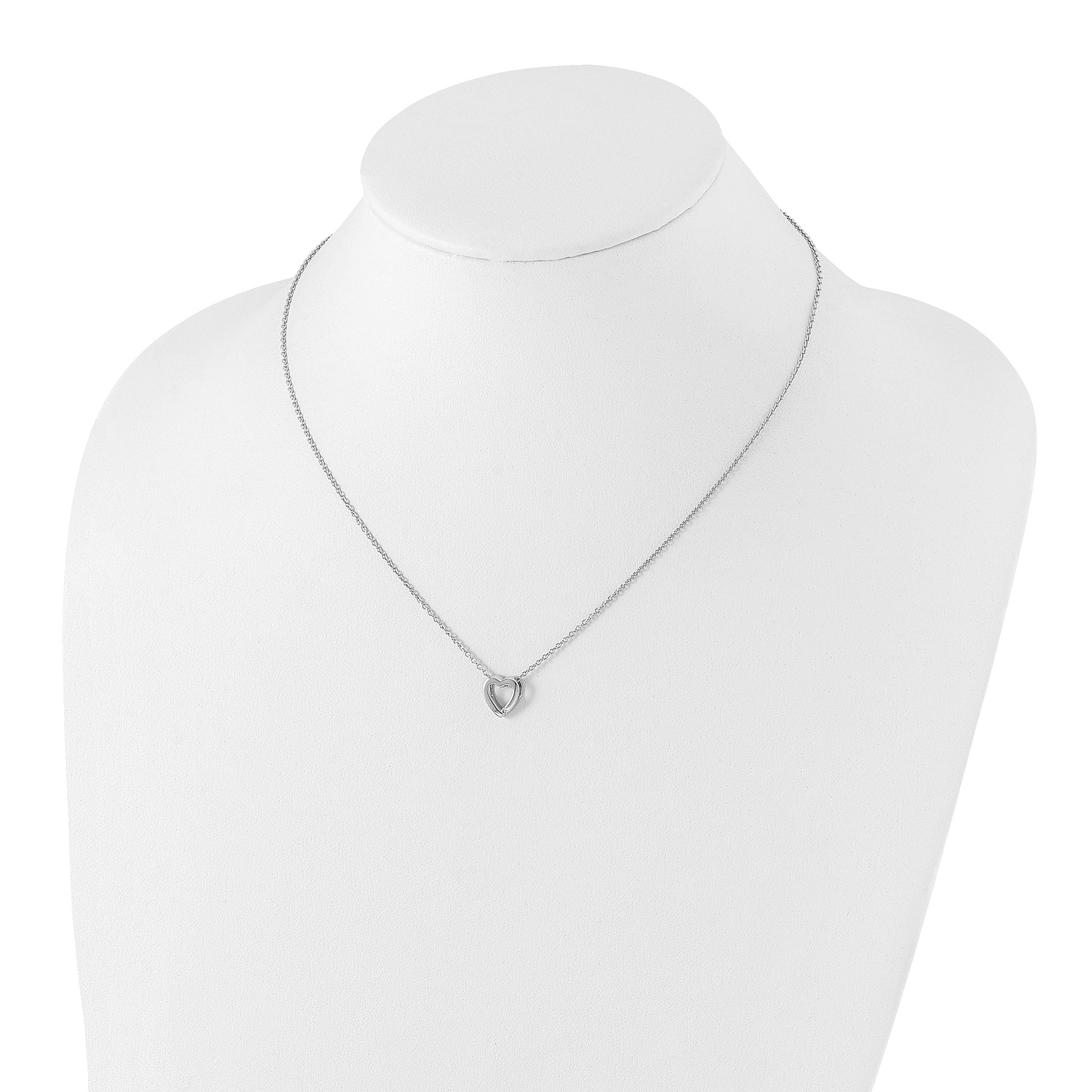 Sophia Jewelers Sterling Silver Diamond Heart Necklace with Extender