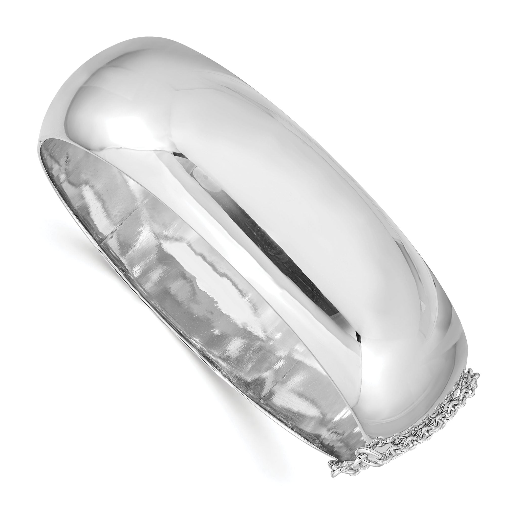 Sterling Silver Rhodium-plated 20mm Fancy Hinged Bangle Bracelet Main image