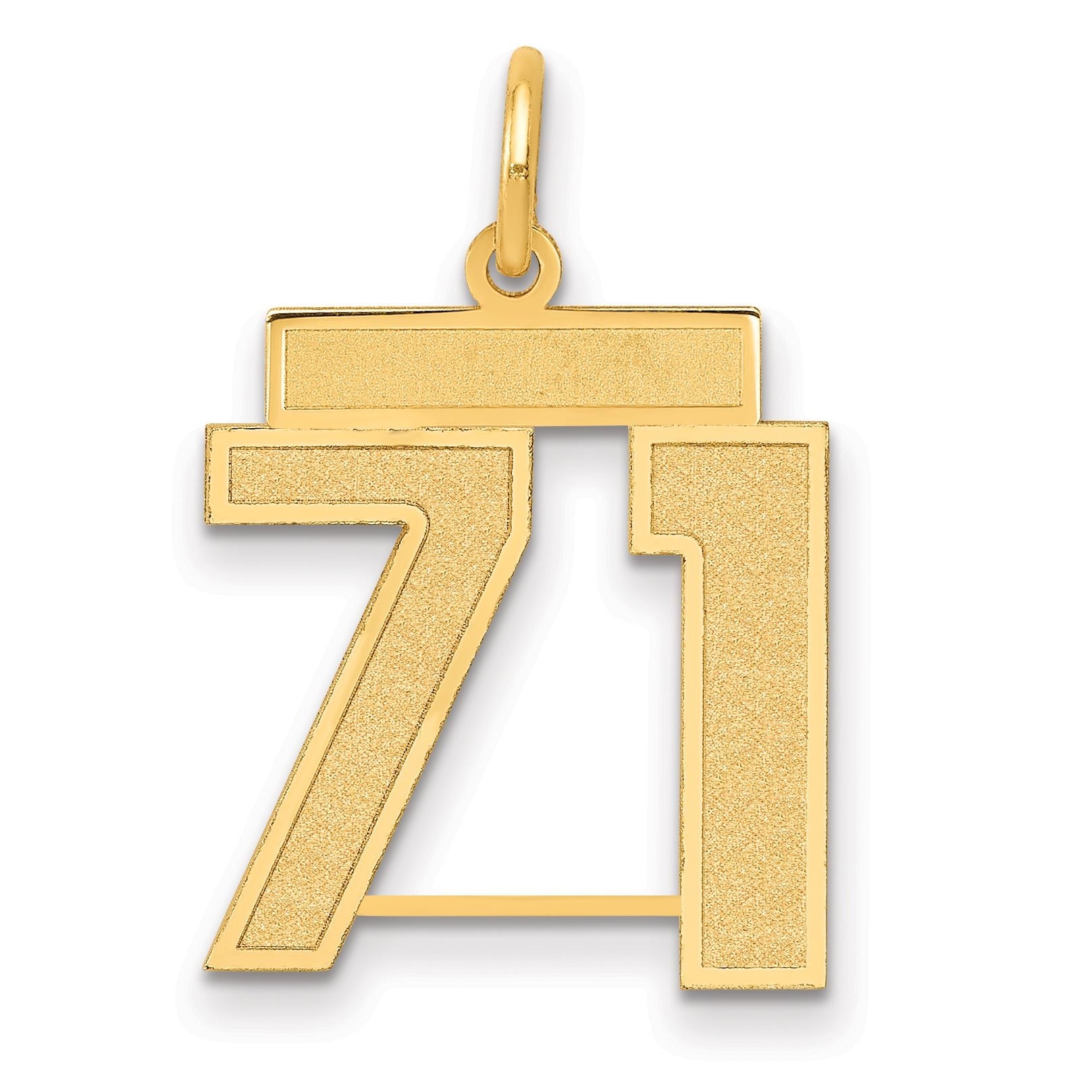 14K Gold Satin Number 71 Charm with Brushed Finish Medium Main image