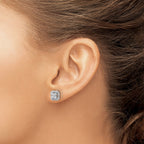 14k White Gold 1/2 carat Lab Grown Diamond VS/SI+ G+ Complete Square Halo Post Earrings