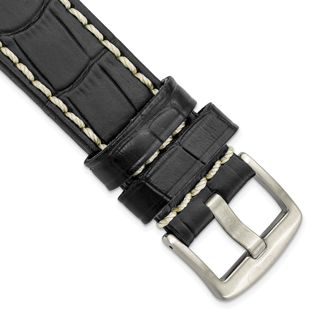 Alligator-Grain Leather Watch Band in Black, 20mm