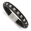 Stainless Steel Polished Chain and Black Leather Bracelet for Men