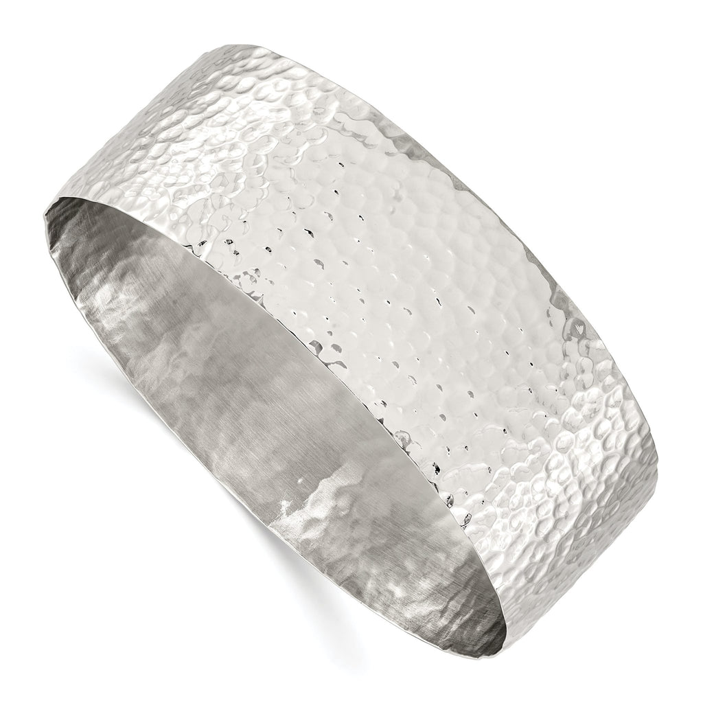 Stainless Steel Polished Hammered Bangle Bracelet for Women