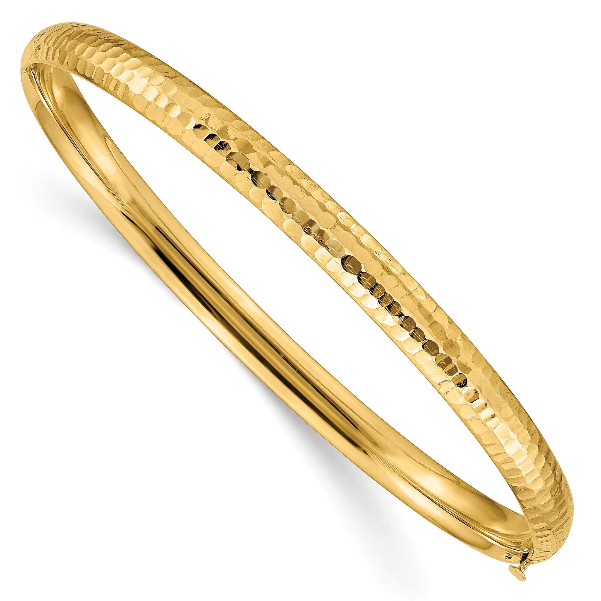 14k 3/16 Fancy Hammered Hinged Bangle Bracelet Main image