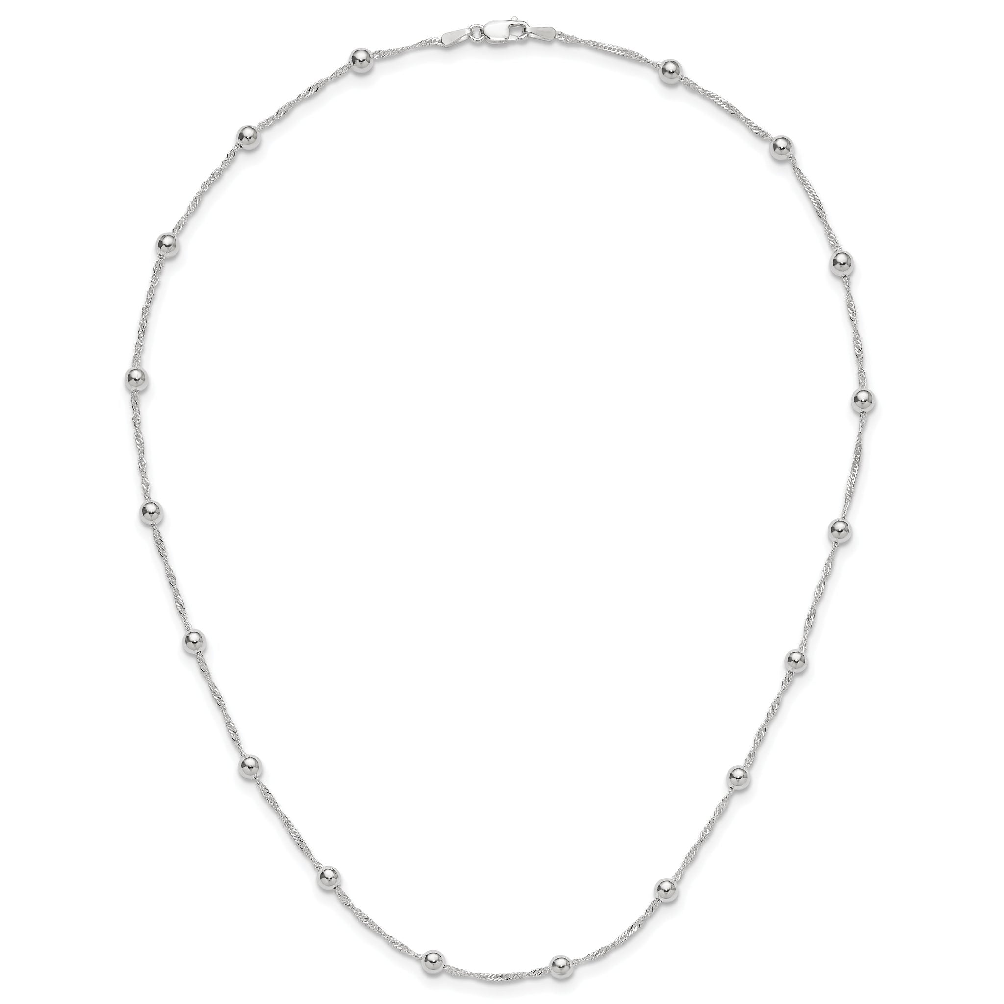 Polished Beaded Necklace in Sterling Silver, 4mm