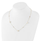 10K Polished CZ and 7-8mm FWC Pearl 7 Station Necklace