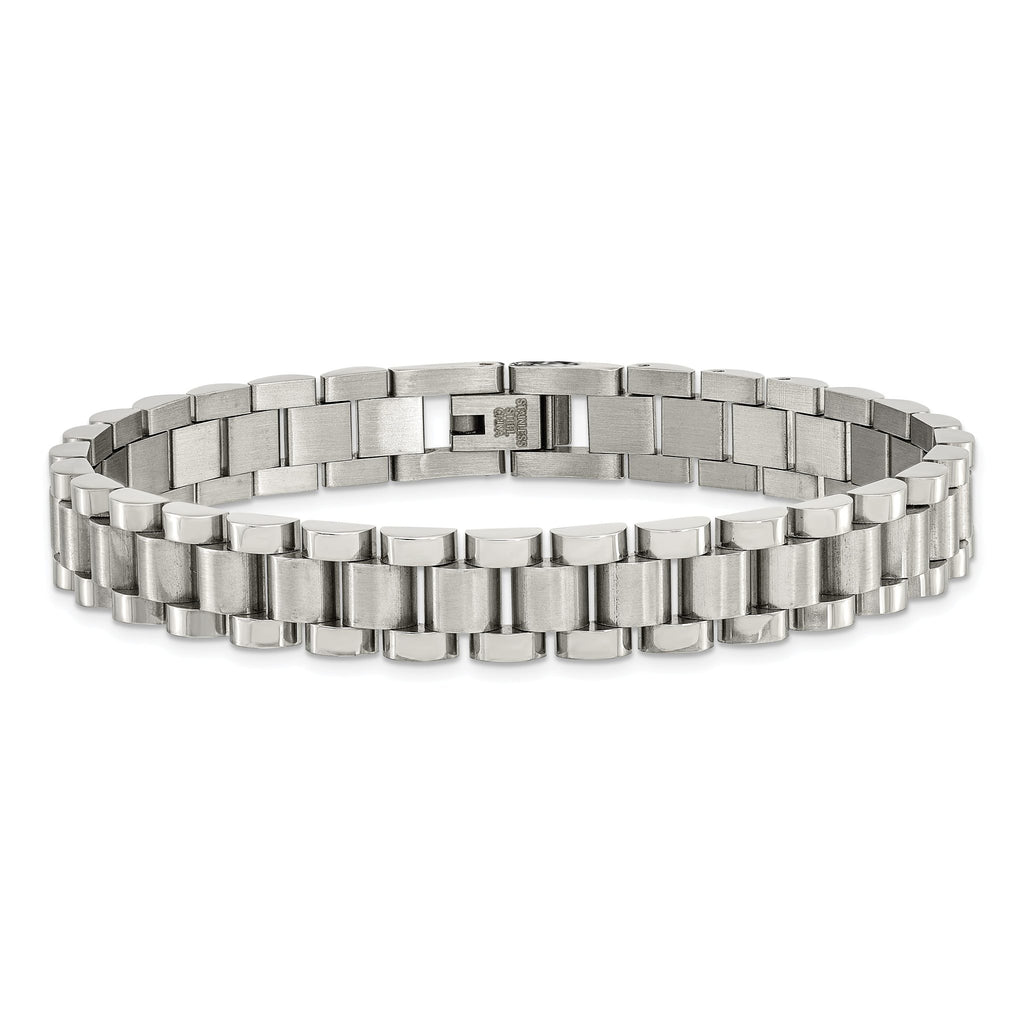 Stainless Steel Brushed and Polished Link Bracelet for Men