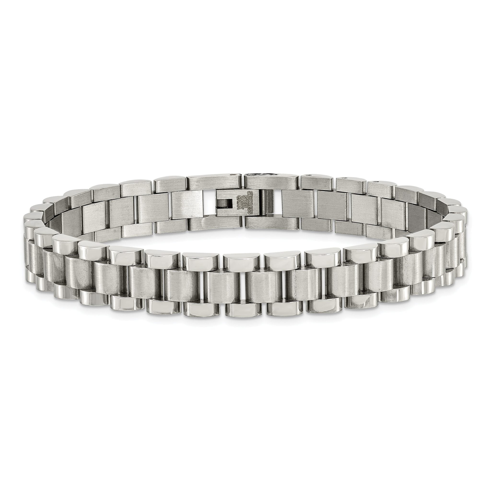 Stainless Steel Brushed and Polished Link Bracelet for Men