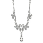 1928 Jewelry Silver-tone Sparkling Clear Crystals from Crystal Teardrop Adjustable 15 inch Vintage Style Necklace with 3 inch extension