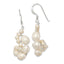 Sterling Silver Polished White Freshwater Cultured Pearl & Crystal Cluster Dangle Earrings