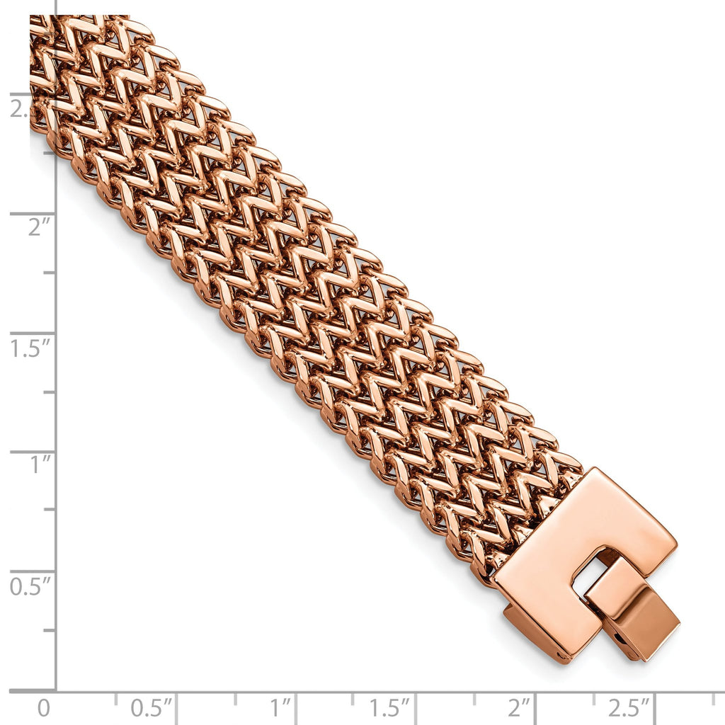 Stainless Steel Brushed Rose IP-plated Woven Bracelet for Women