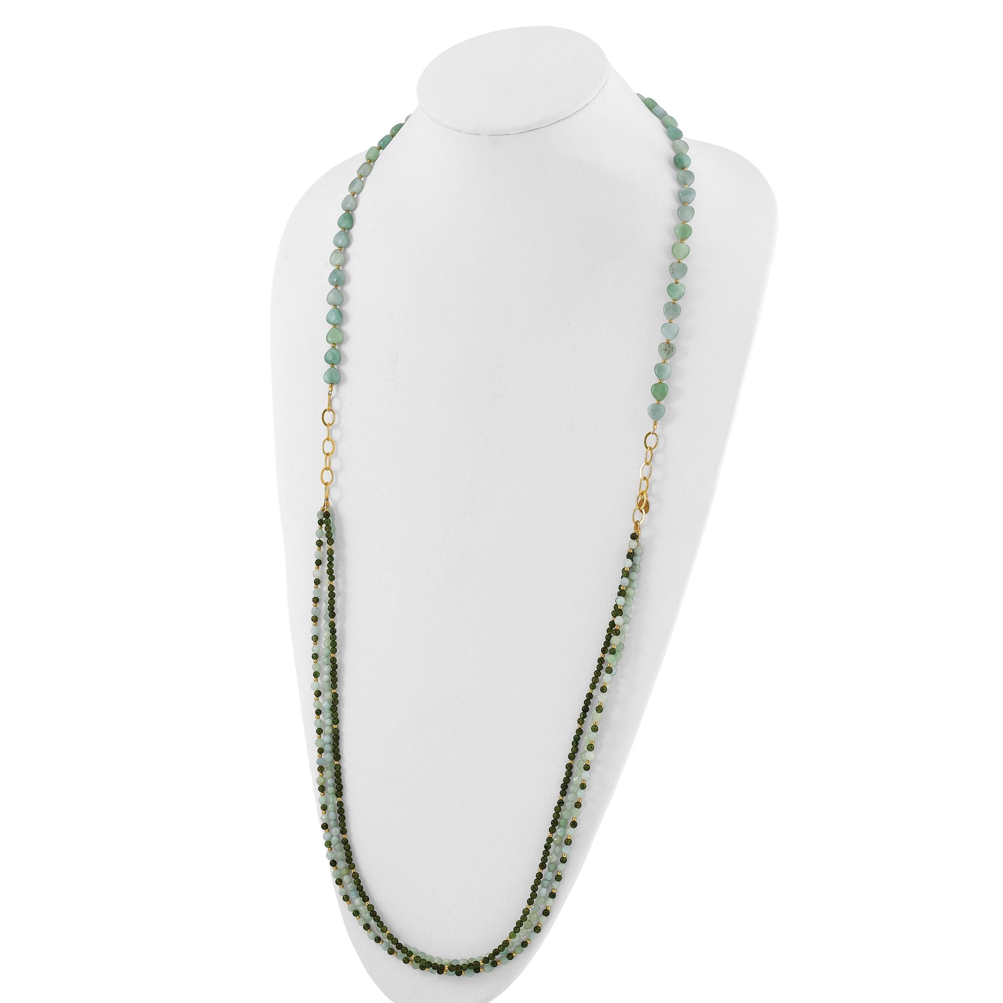 Sterling Silver Gold-plated Amazonite Adj. 17in or 40in Necklace Secondary image