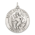 Sterling Silver St. Christopher Medal Pendant with Antiqued Finish