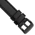 Carbon Fiber Watch Band in Black Leather, 24mm