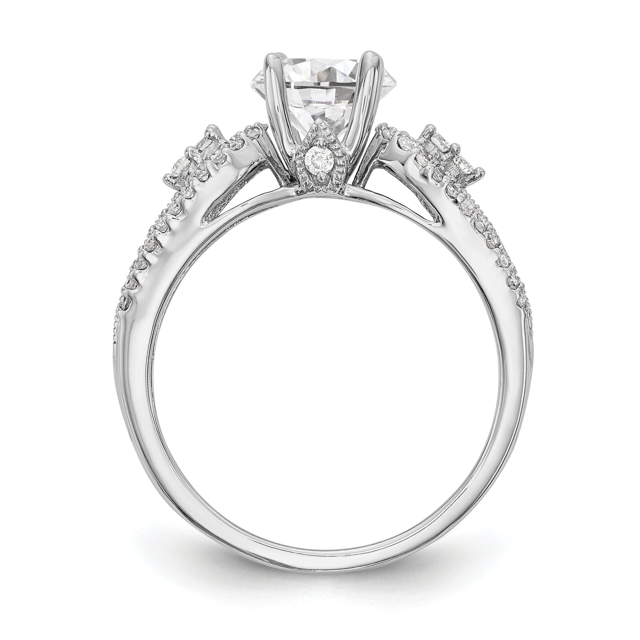 14K White Gold Peg Set 1/4 carat Diamond Semi-mount Engagement Ring Secondary image