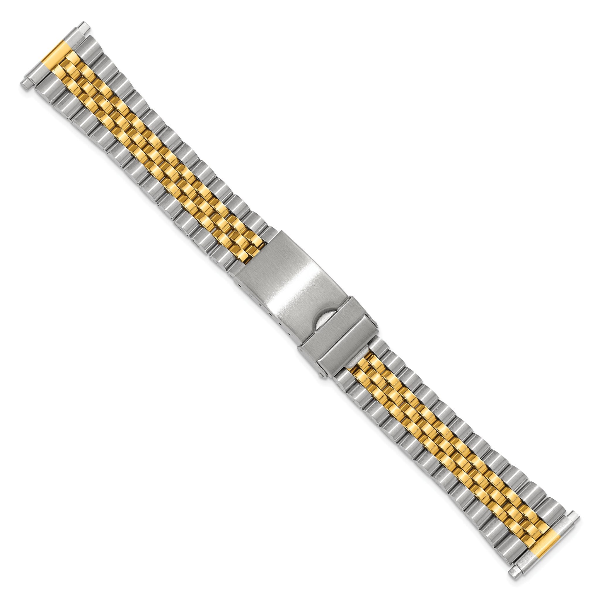 Mens 18-22mm Long Jubilee-Style Satin and Polished Two-tone IP-plated Stainless Steel with Deployment Buckle 7 inch Watch Band Secondary image