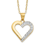 Sterling Silver 18K Gold-Plated Diamond Heart Necklace with Polished Finish