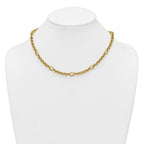 14k Polished and Textured Rolo and Oval Fancy Chain 18 inch Necklace
