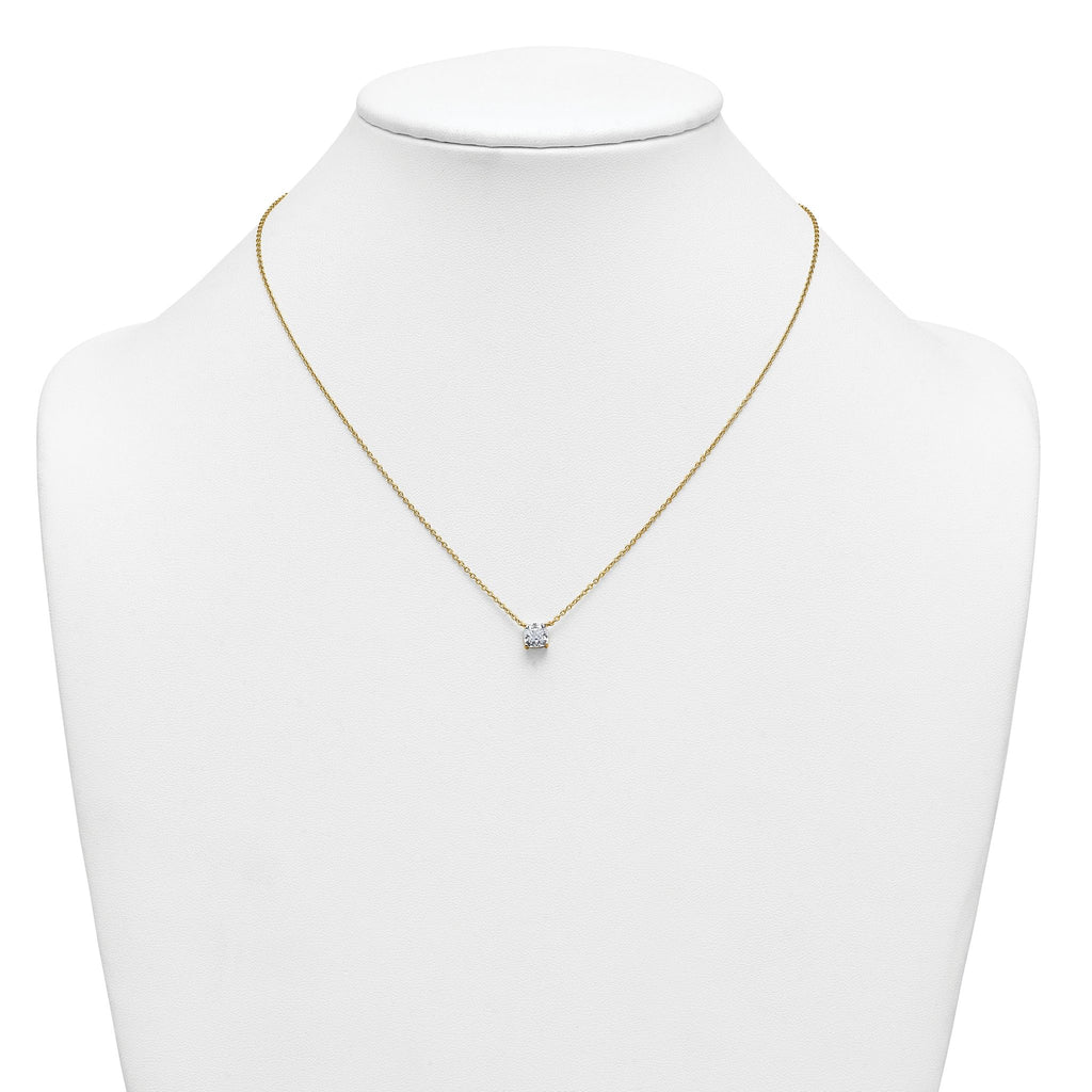 14k 1 carat Certified Lab Grown Diamond VS+ F+ Cushion Complete 18 inch Four Prong Pendant Necklace