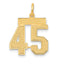 14K Gold Medium Satin Number 45 Charm with Brushed Finish
