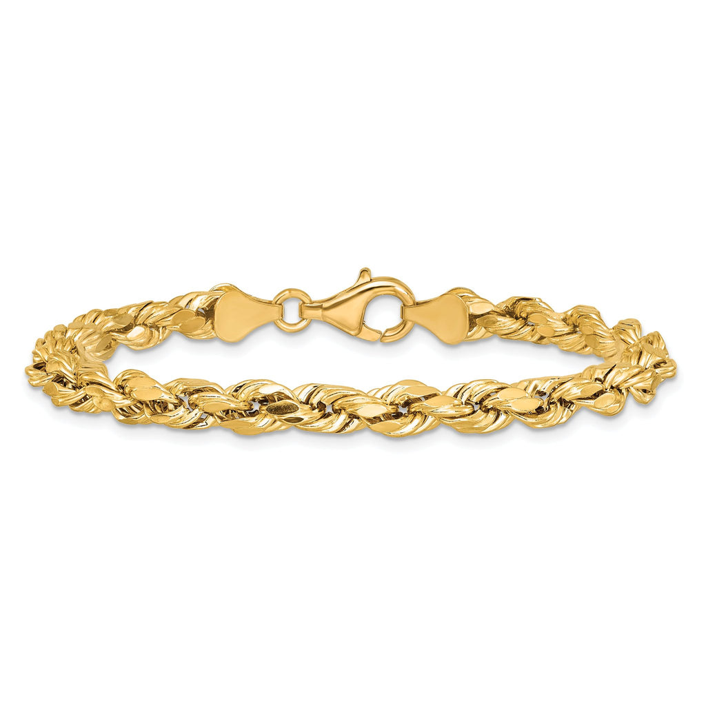 14K 7 inch 5.5mm Semi Solid Diamond-cut Rope with Lobster Clasp Chain