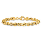 14K 7 inch 5.5mm Semi Solid Diamond-cut Rope with Lobster Clasp Chain