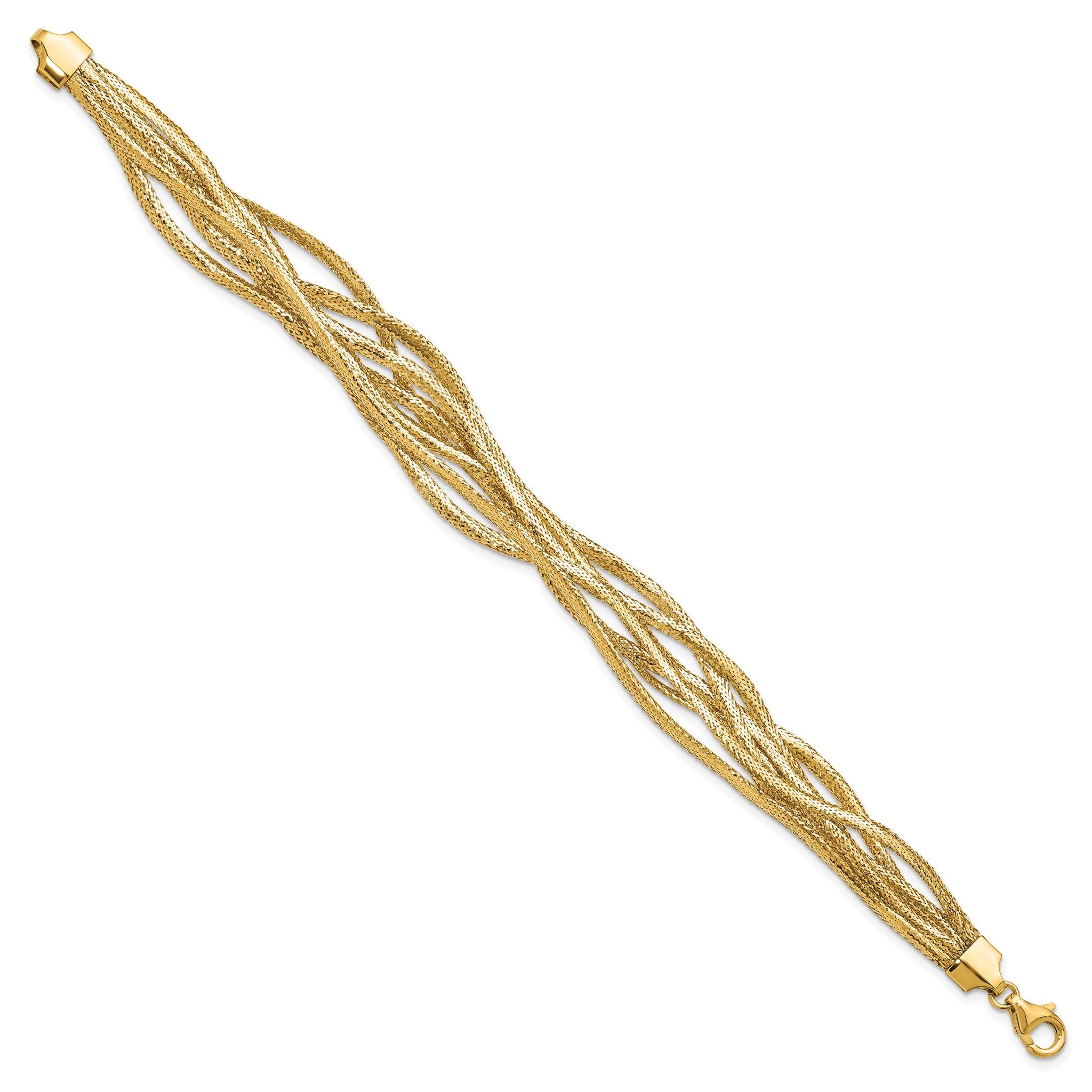 14K Polished Mesh Diamond-cut 4-strand Wave Bracelet Main image