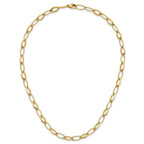 14K Polished Fancy Oval and Navette Link Necklace
